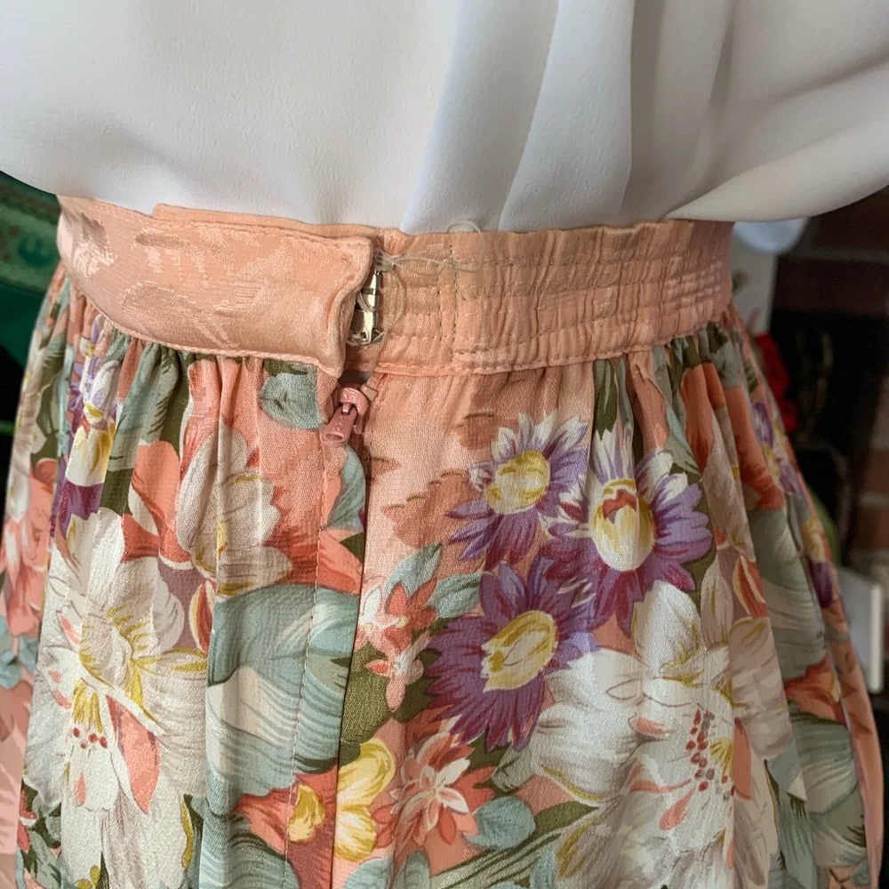 Vintage 70s Silk Secretary Midi Skirt - Picture 5 of 8